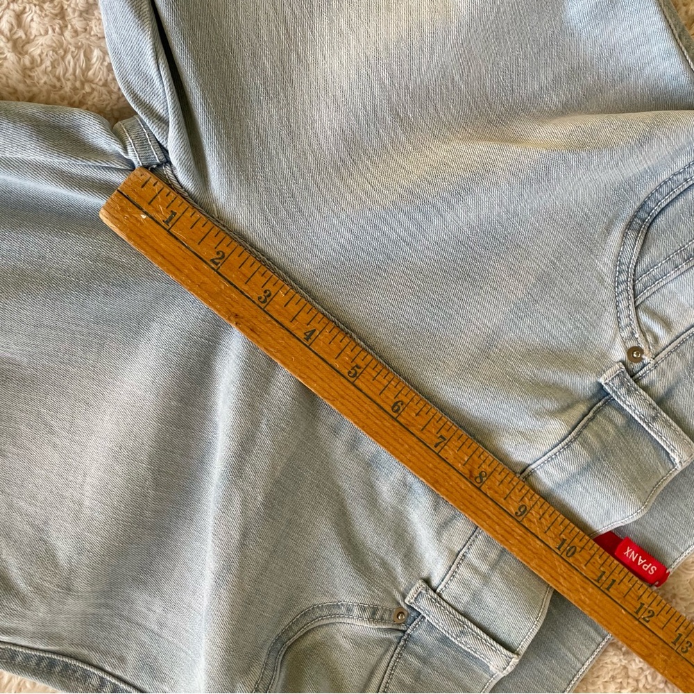 SPANX Light Blue Cotton Blend Stretch Flat Front Flare Leg Denim Jeans Medium - Picture 11 of 13